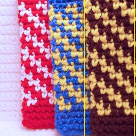 Crochet Tapestry Cell Phone Bag - Brown and Yellow - Picture 1 of 4